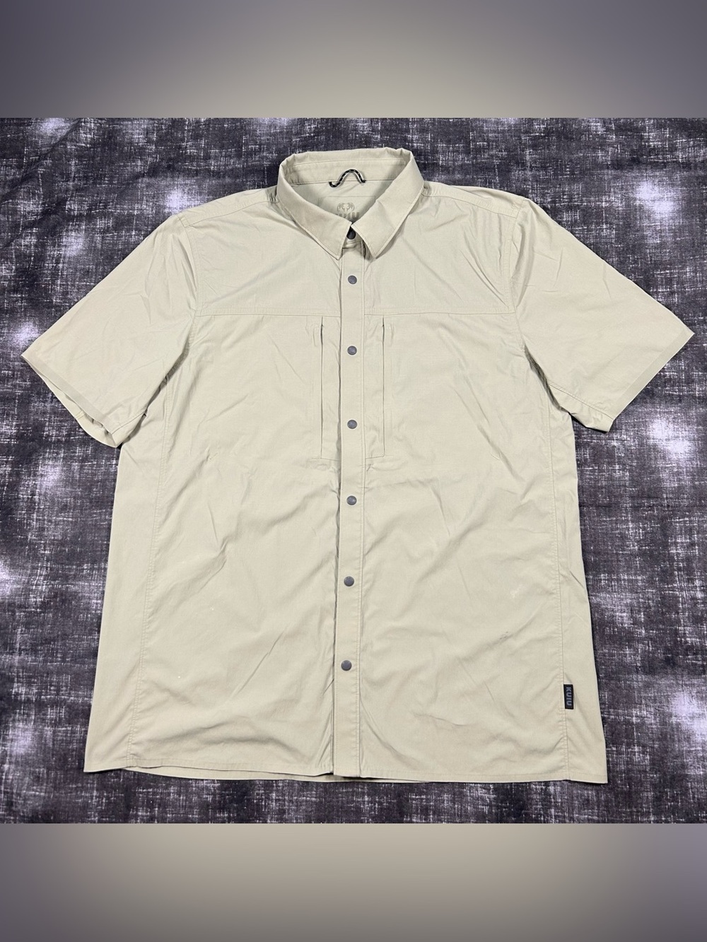 KUIU Intrepid Shirt Mens Large Khaki UV Tech Vented Hunting Utility Snap Button